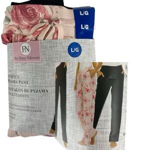 Flora Nikrooz Women's Pajama Pants 2 Pairs Floral & Black Size Large NEW